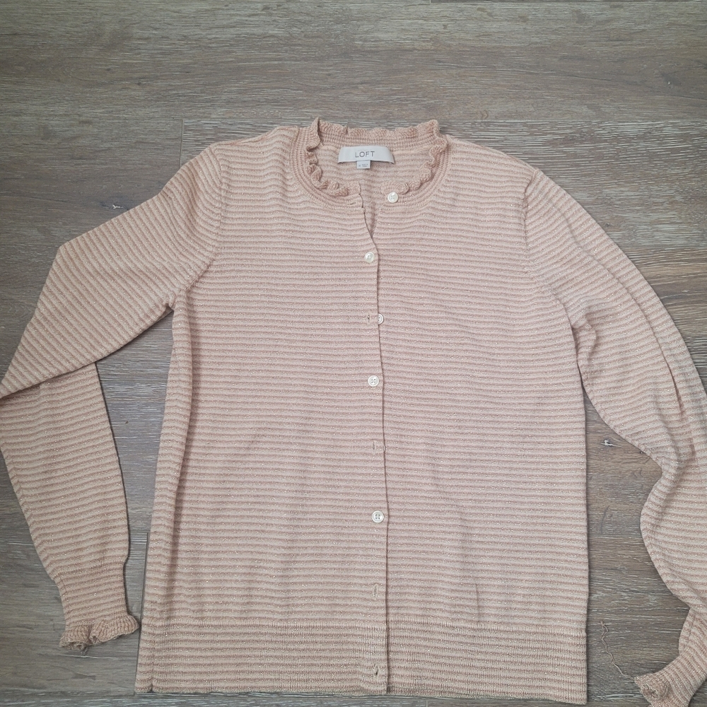 LOFT Striped Cardigan, Size M